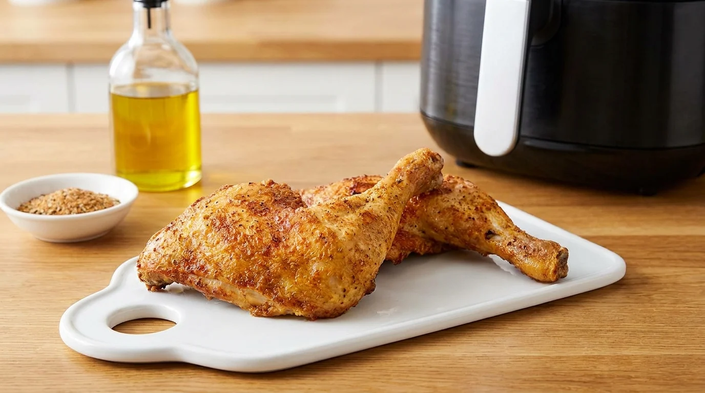 Easy Air Fryer Chicken Leg Quarters (2 Ingredients)