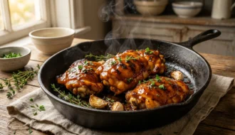 Easy BBQ Chicken Thighs Recipe (One Pan Sauce)