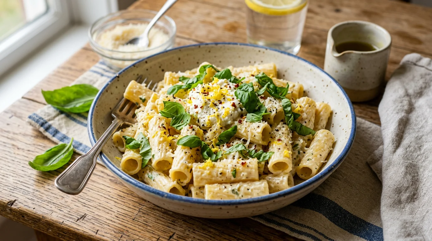 Easy Lemon Ricotta Pasta Recipe (Vegetarian)